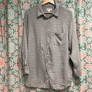 Ava and Viv Gray Stripes Button Down